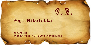 Vogl Nikoletta névjegykártya